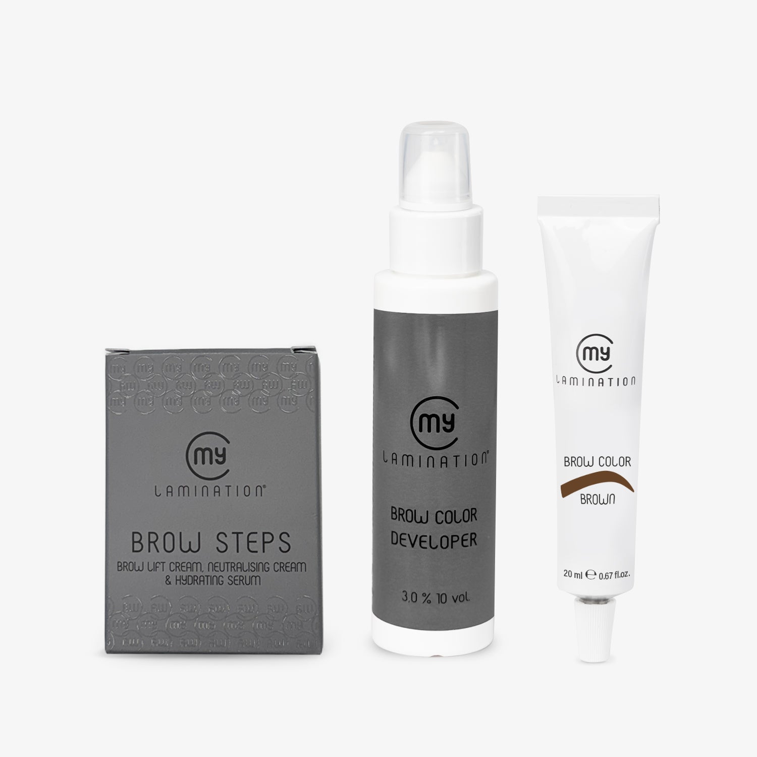 brow steps with brow color developer and brow color brown