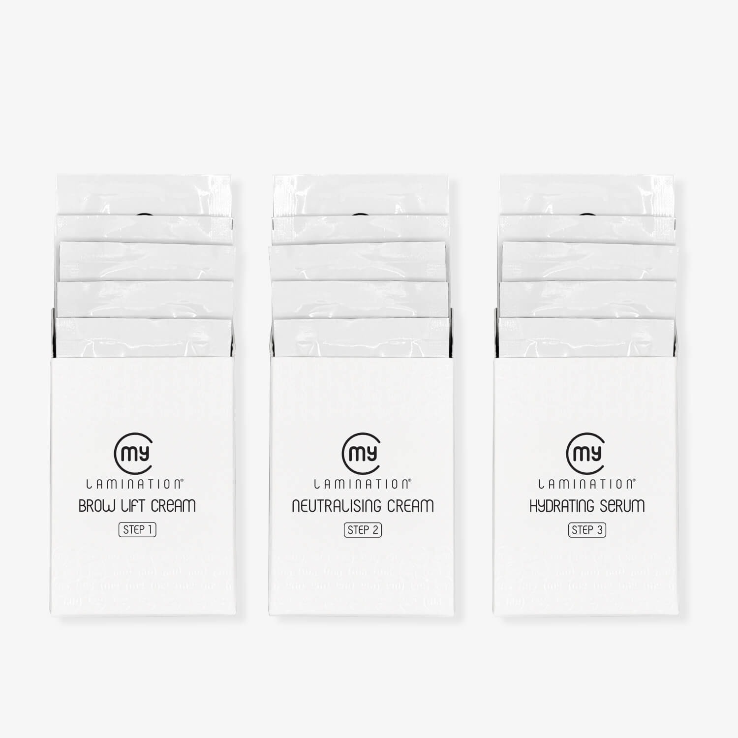 3 scatoline con le 3 Fasi laminazione sopracciglia my lamination