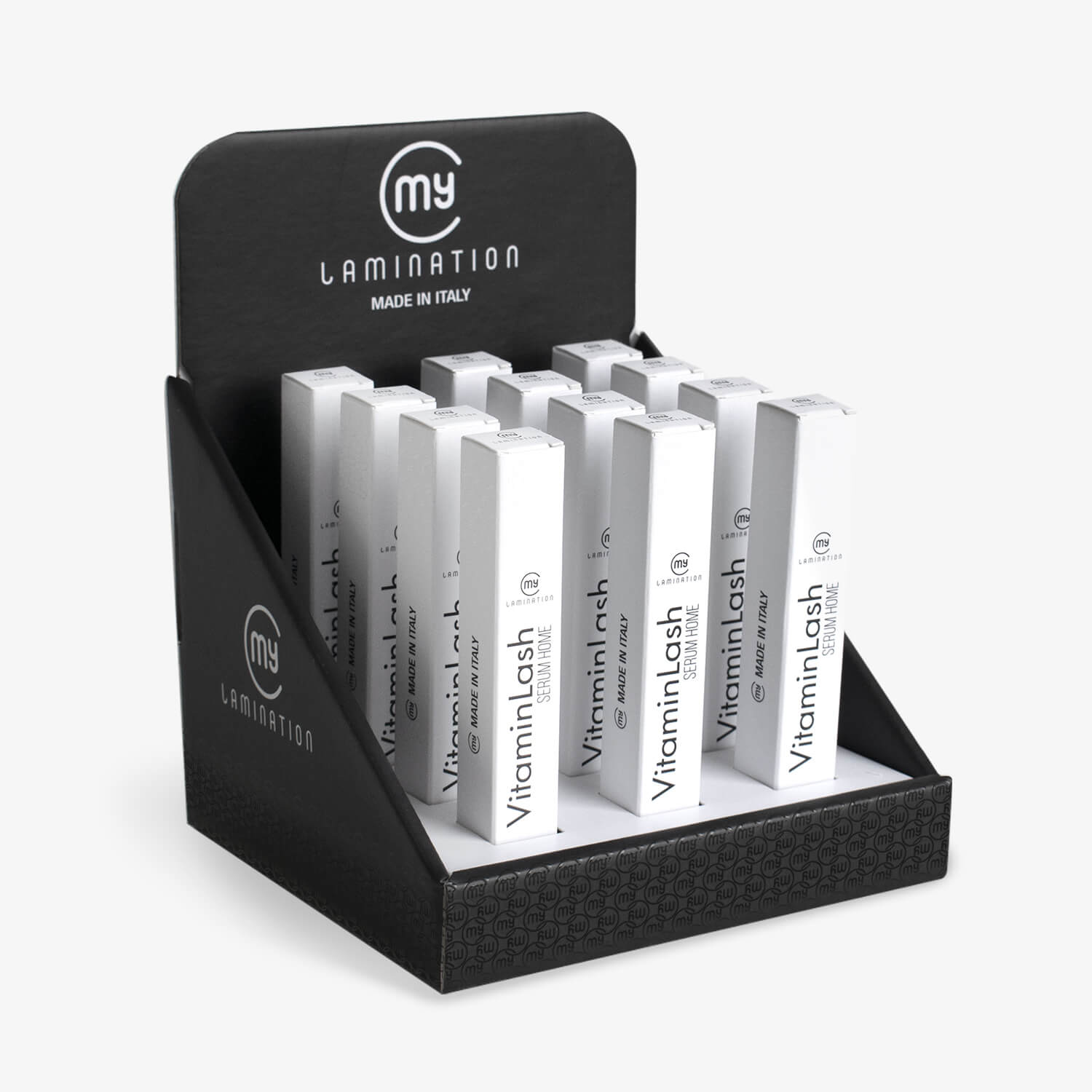 Display stand with 12 Vitamin Lash Serum Home My Lamination