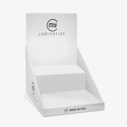 Espositore da banco bianco vuoto di my lamination