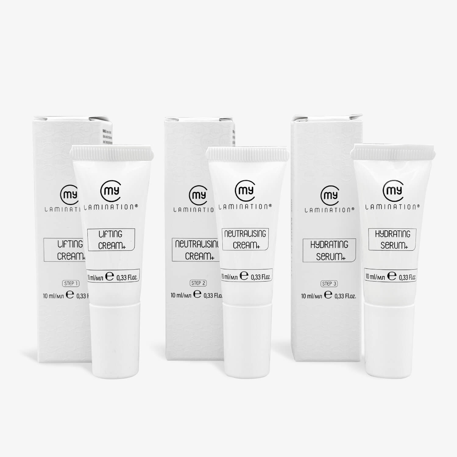 3 tubetti da 10ml delle fasi per la laminazione delle ciglia my lamination