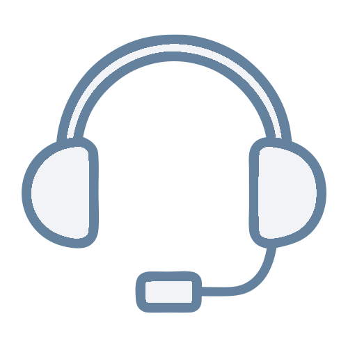 blue headphones with microphone icon with transparent background