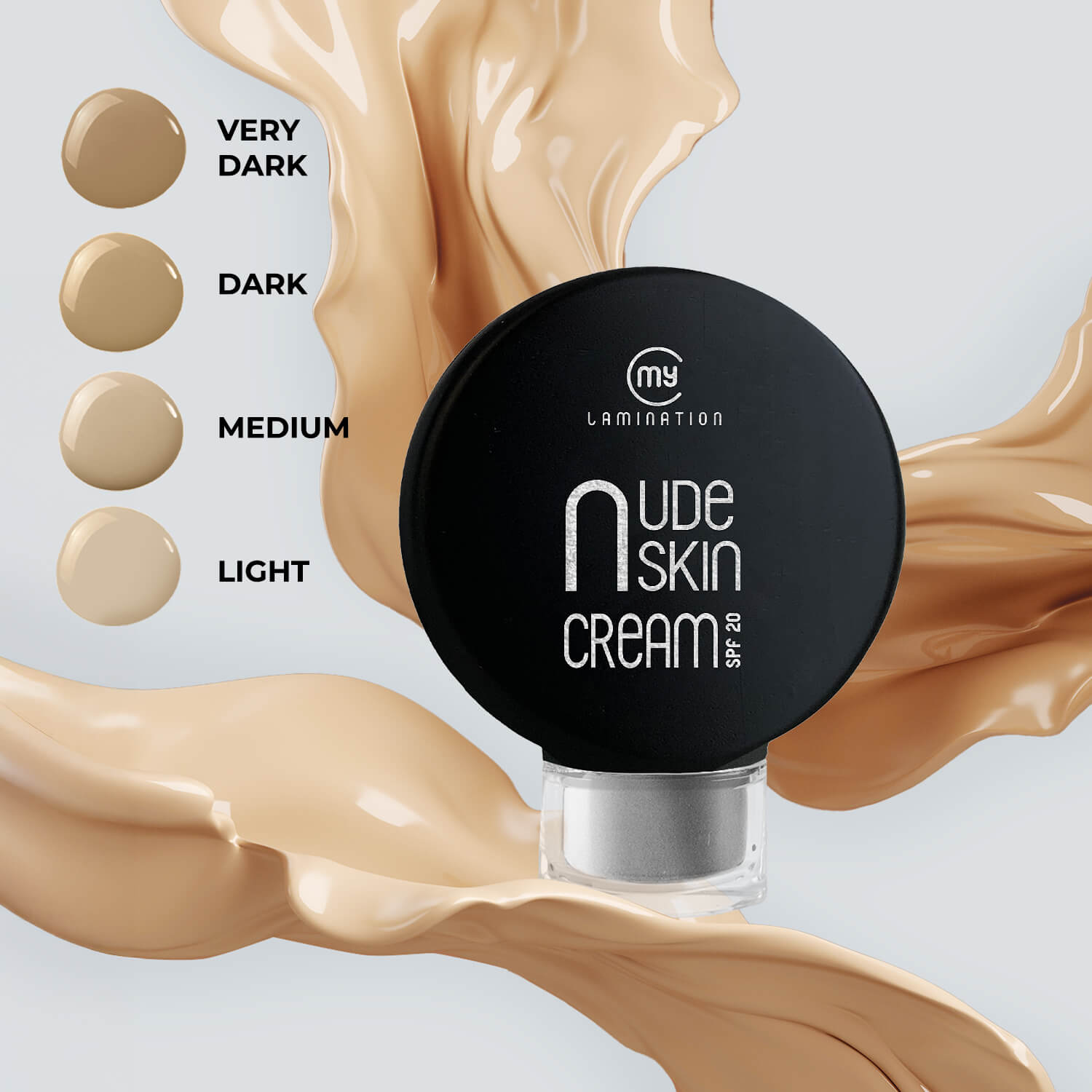 infographic showing the 4 shades of nude skin cream by my lamination