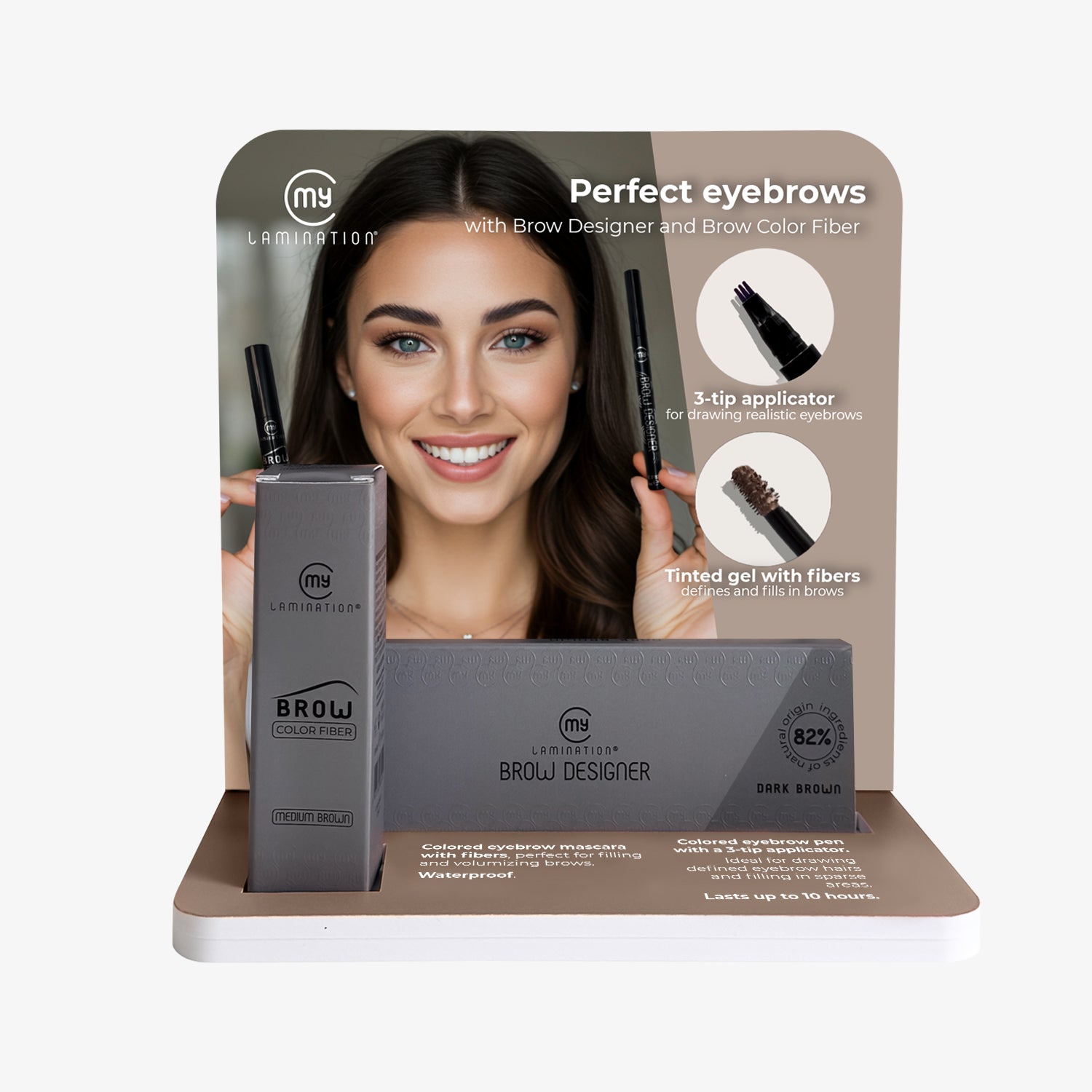 Perfect Eyebrows Counter Display my lamination with brow designer and brow color fiber