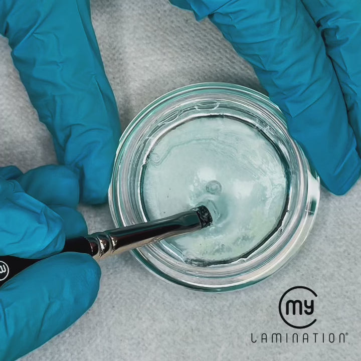 Applying My Lami Glue to the curved part of a silicone lash lift shield